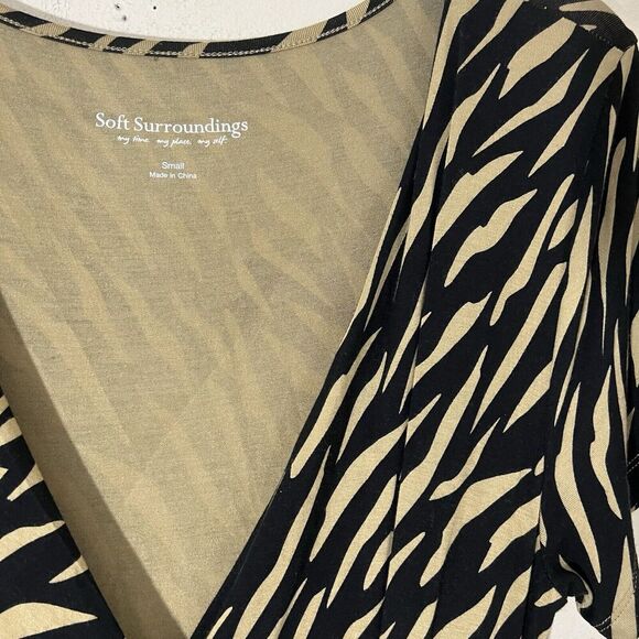 Soft Surroundings Women’s Faux Wrap Maxi Dress Brown Black Zebra Print Boho S - Picture 5 of 8